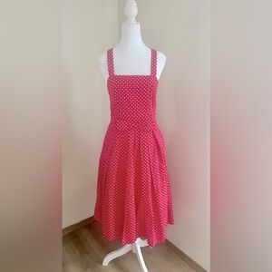 Summer cotton dress pink with mini polka dots